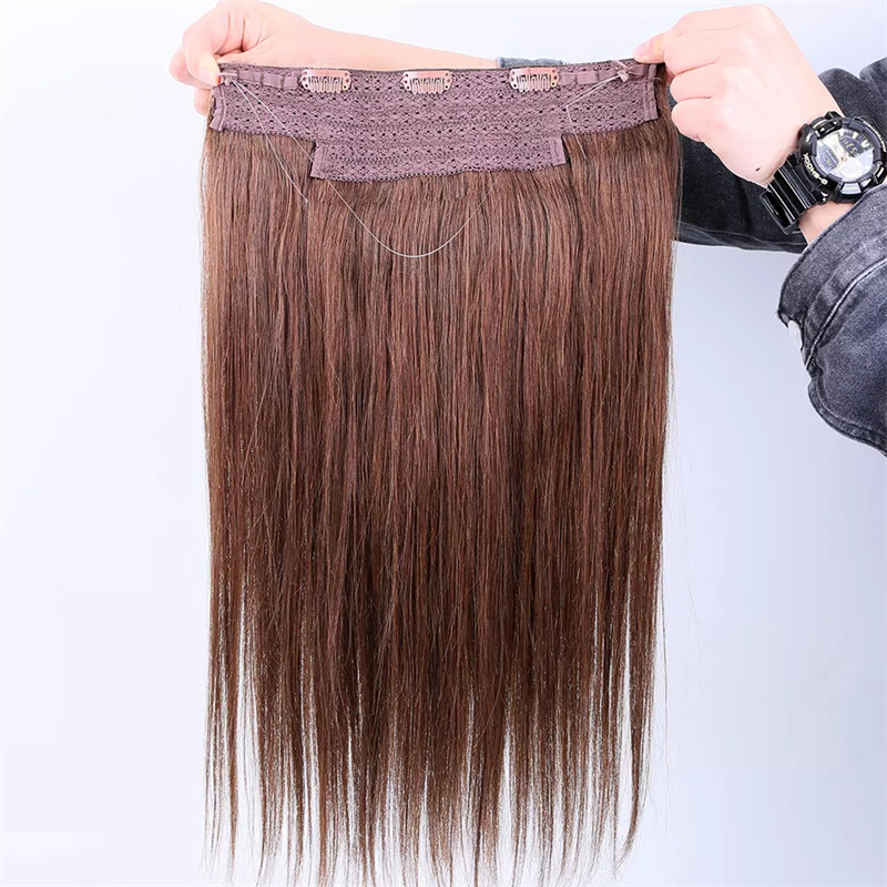 Halo Hair Extensions Invisible Wire Easy To Install Hair Piece 12A Grade Remy Hair Extension